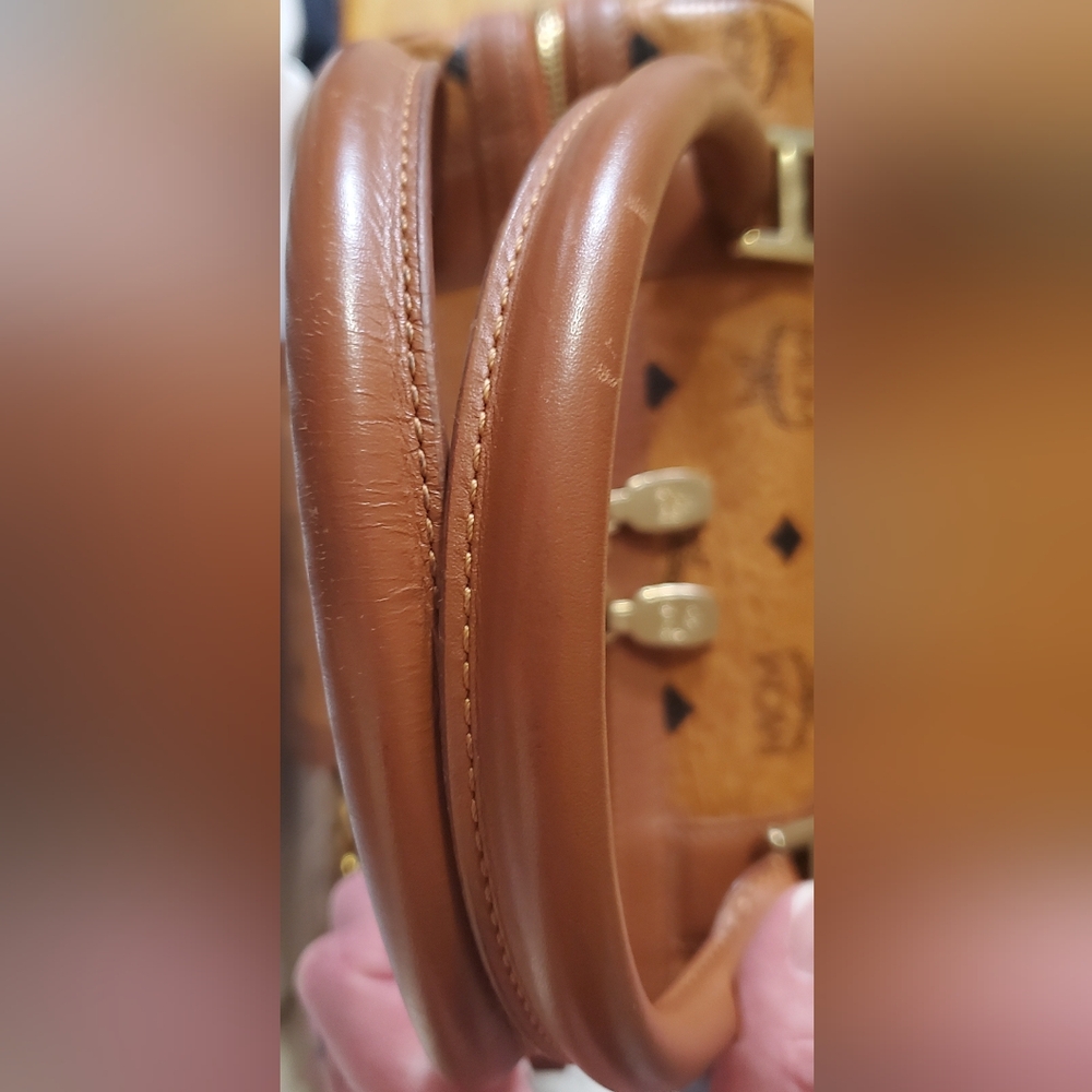 MCM Visetos Satchel in Cognac w/MCM Charm - Picture 11 of 17